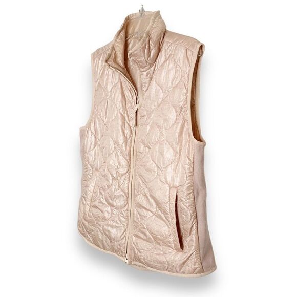 J. Crew Vest S Quilted Primaloft Pale Pink Full Zip Up Mock Neck Women’s Size S - Picture 2 of 11